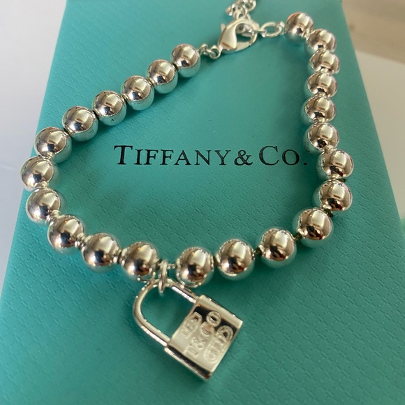 Tiffany & Co. Silver Bead Bracelet with Padlock